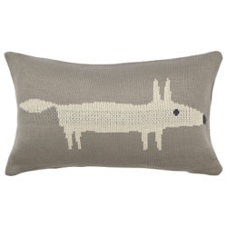 Scion Mr Fox Knitted Cushion, Silver Silver